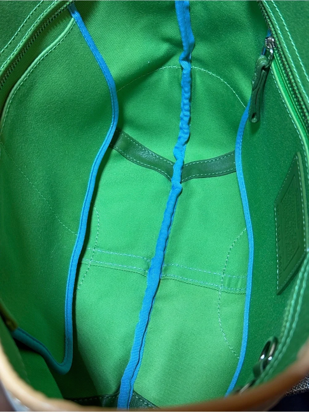 Coach Soho 2003 Daisy Tote 4428 Canvas Blue Trim Green Lining Y2K Rare Vintage - Picture 6 of 16
